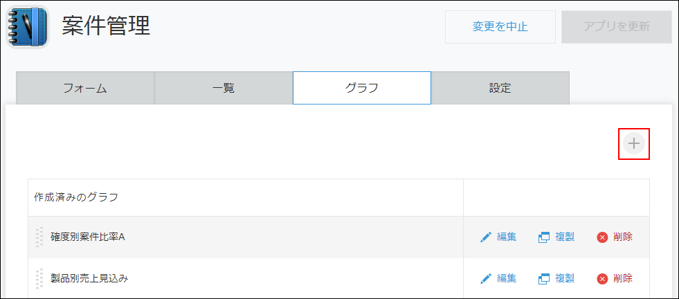 スクリーンショット：グラフタブ上の+アイコン